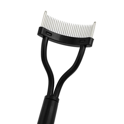 New Black & Pink Eyelash Curler – Metal Lash Brush Comb & Portable Lash Separator